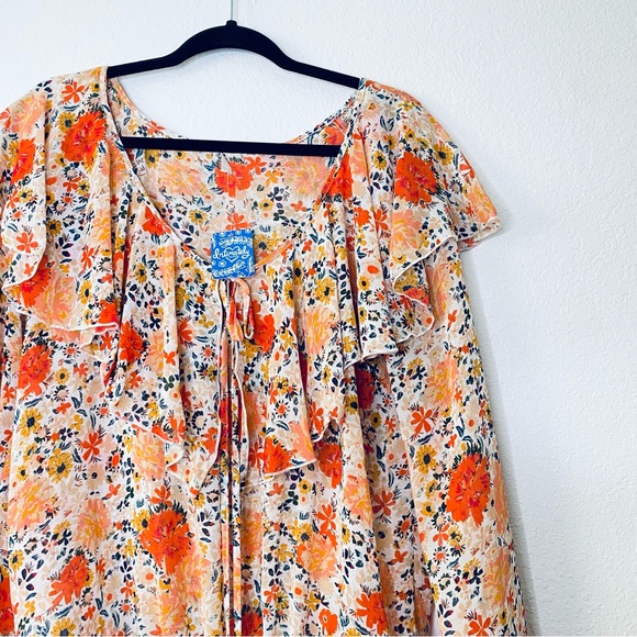 Intimately Free People NEW Say It To Me Floral Ruffle Tie Front Bodysuit Medium - Picture 3 of 9